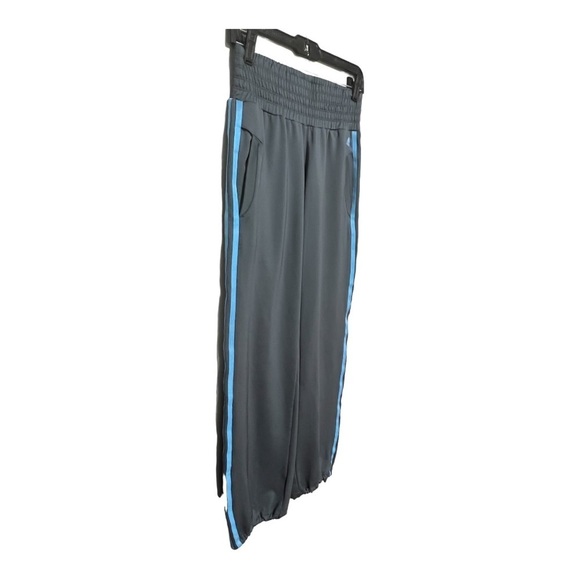 Adidas Climalite Track Pant W/Signature 3 Stripes Grey Blue High Waist Pull-On - Picture 2 of 6